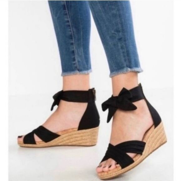 UGG® Women's 6.5 Black Traci Espadrille Wedge Sandals Heels - Picture 1 of 10